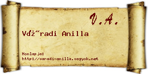 Váradi Anilla névjegykártya
